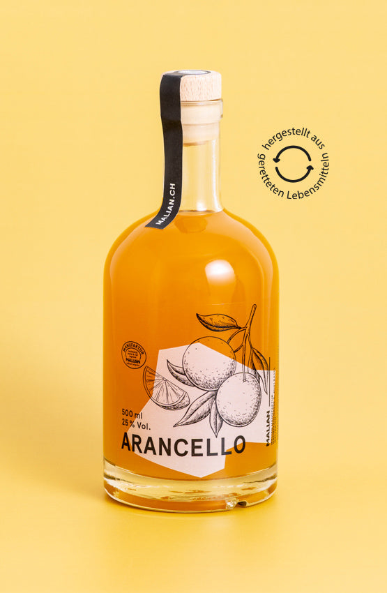 Malian Manufaktur Arancello handgemacht in Basel aus geretteten Orangen. 